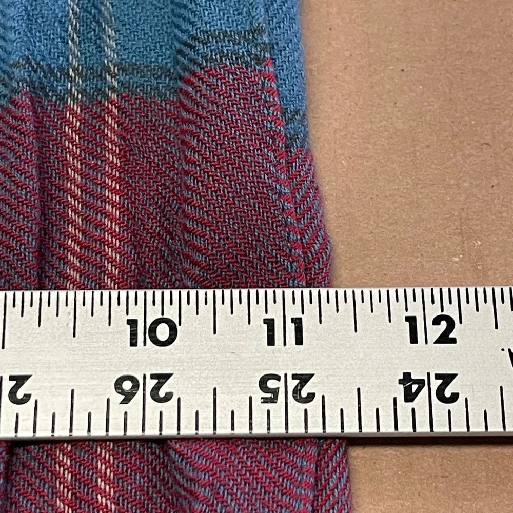 Gap Red/Blue Plaid Fringed Rectangle Scarf 70